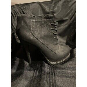 Women's Black Lace-Up High Heel Ankle Boot